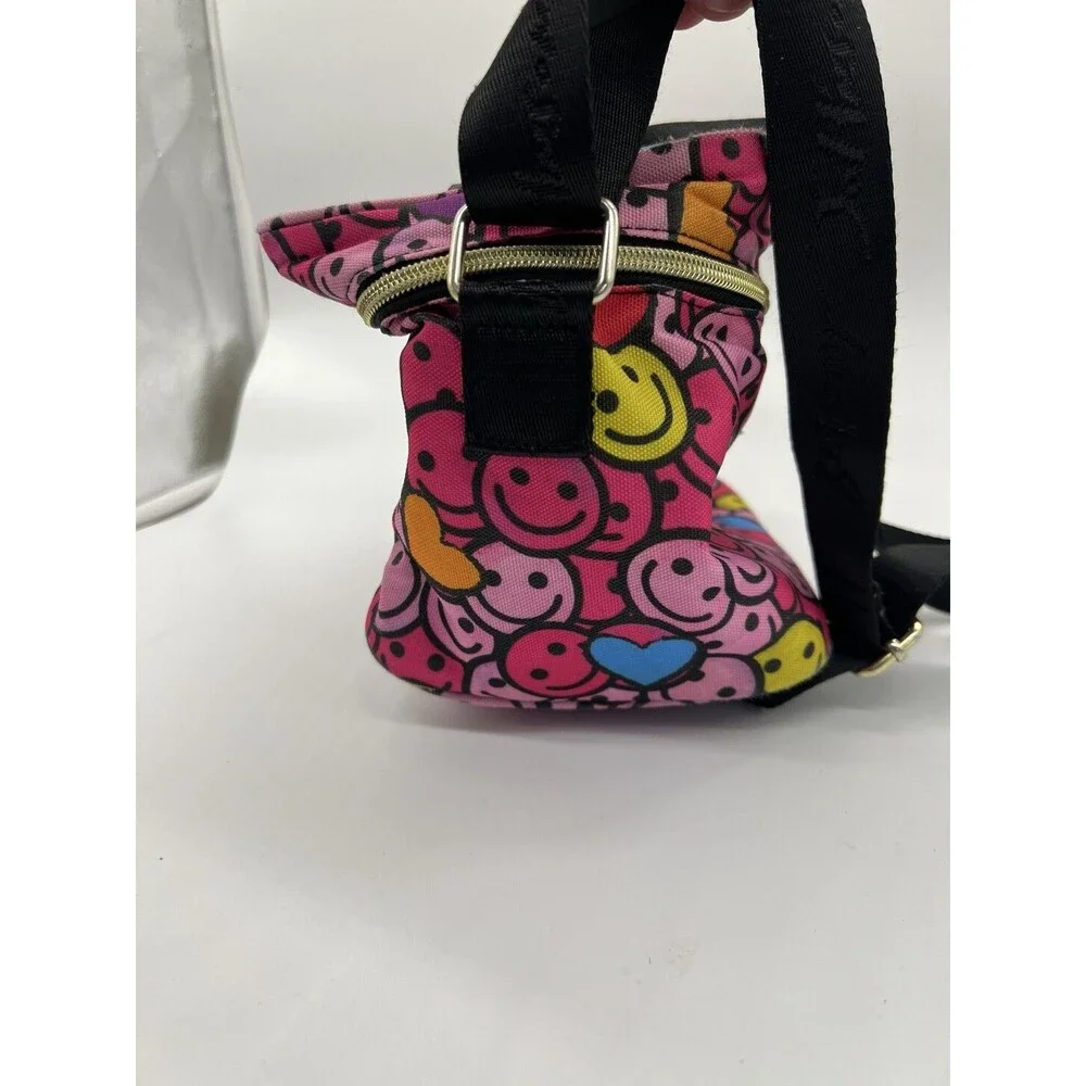 Betsey Johnson Smiley Face Hearts Lunch Bag Pink Kids Insulated Strap Novelty